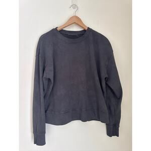 Perfect White Tee Tyler Cotton Crewneck Sweatshirt in Vintage Black-Size S